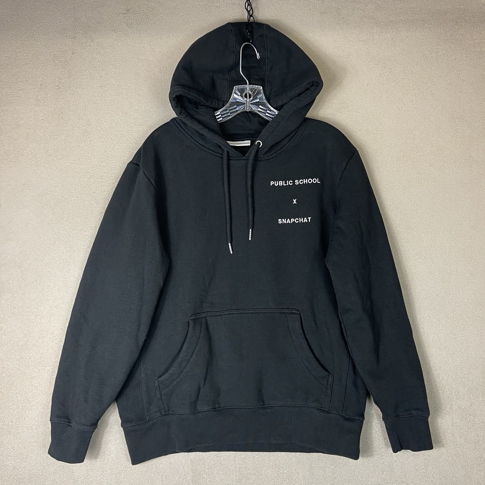 Public School‎ New York Hoodie Mens M Black Embroidered Pockets Heavy Weight